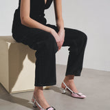 Belle Vivier 45 pink metal buckle slingbacks