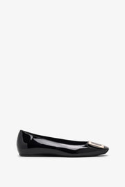 Trompette metal buckle black patent ballerinas