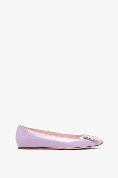 Trompette metal buckle violet patent ballerinas