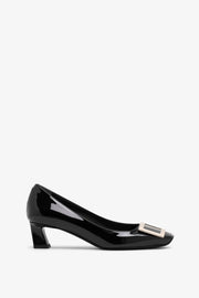 Trompette 45 metal buckle black patent pumps