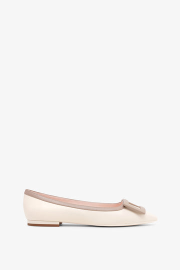 Gommettine white leather ballerinas