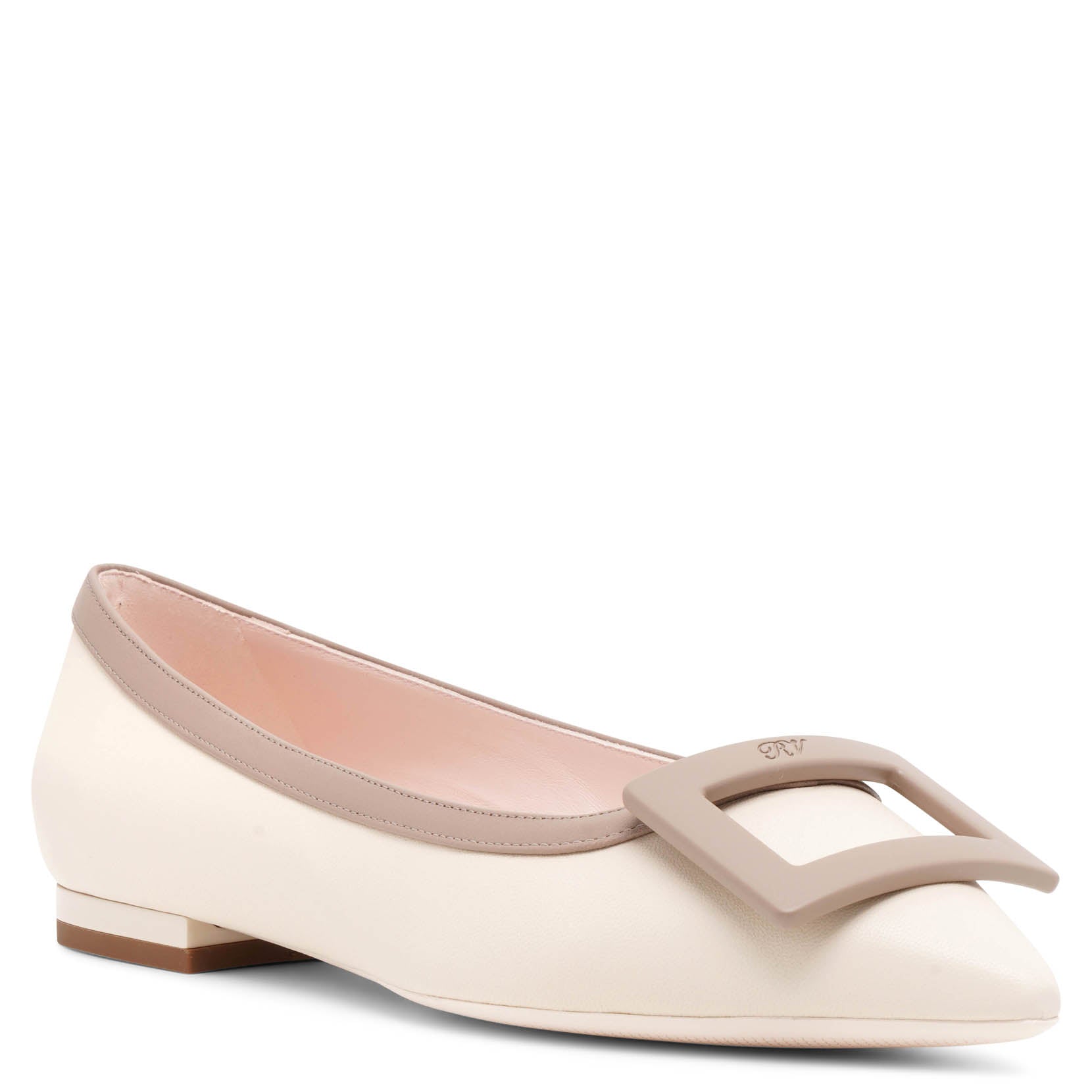 Shop Roger Vivier Gommettine White Leather Ballerinas