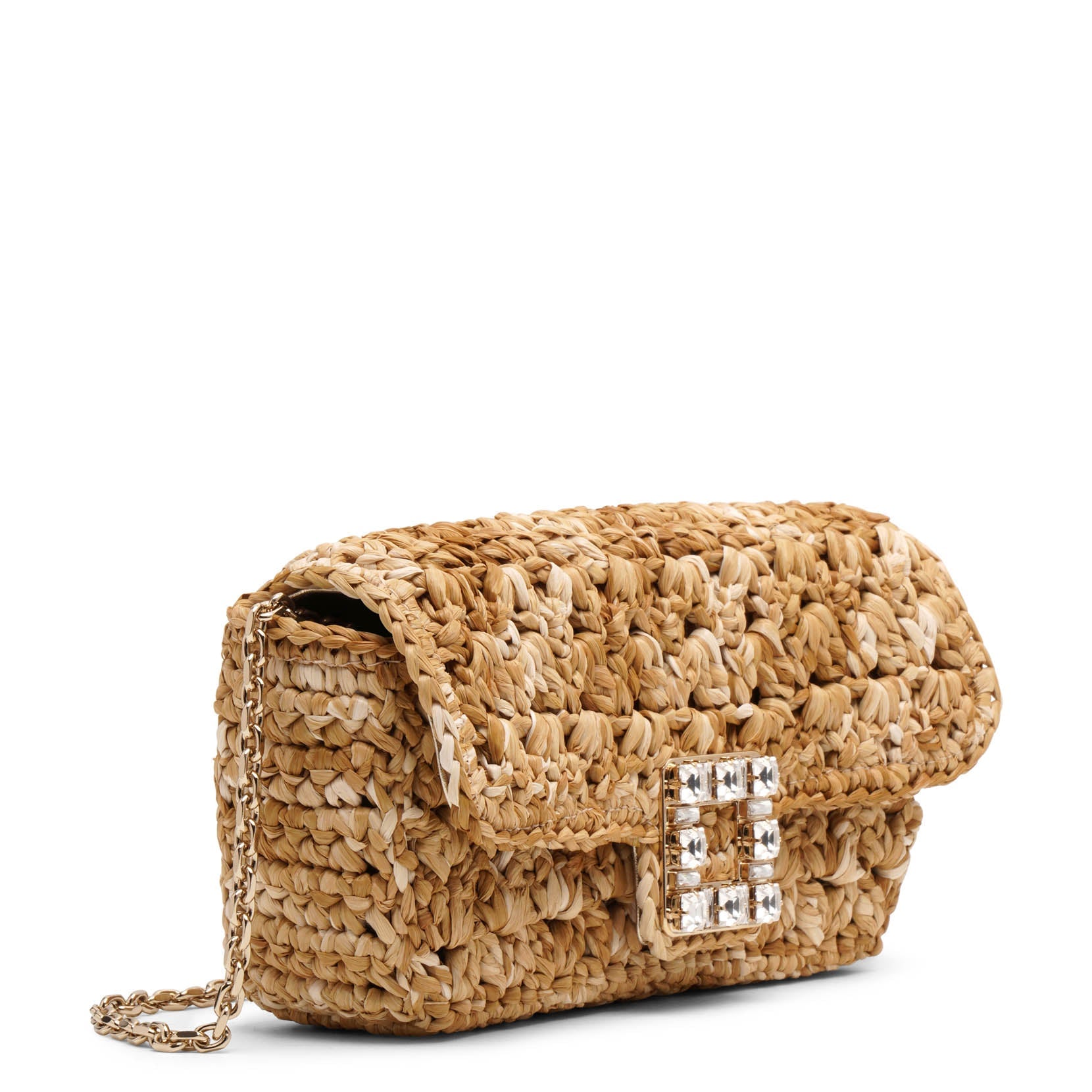 Shop Roger Vivier Jeu De Fille Crochet Raffia Clutch Bag