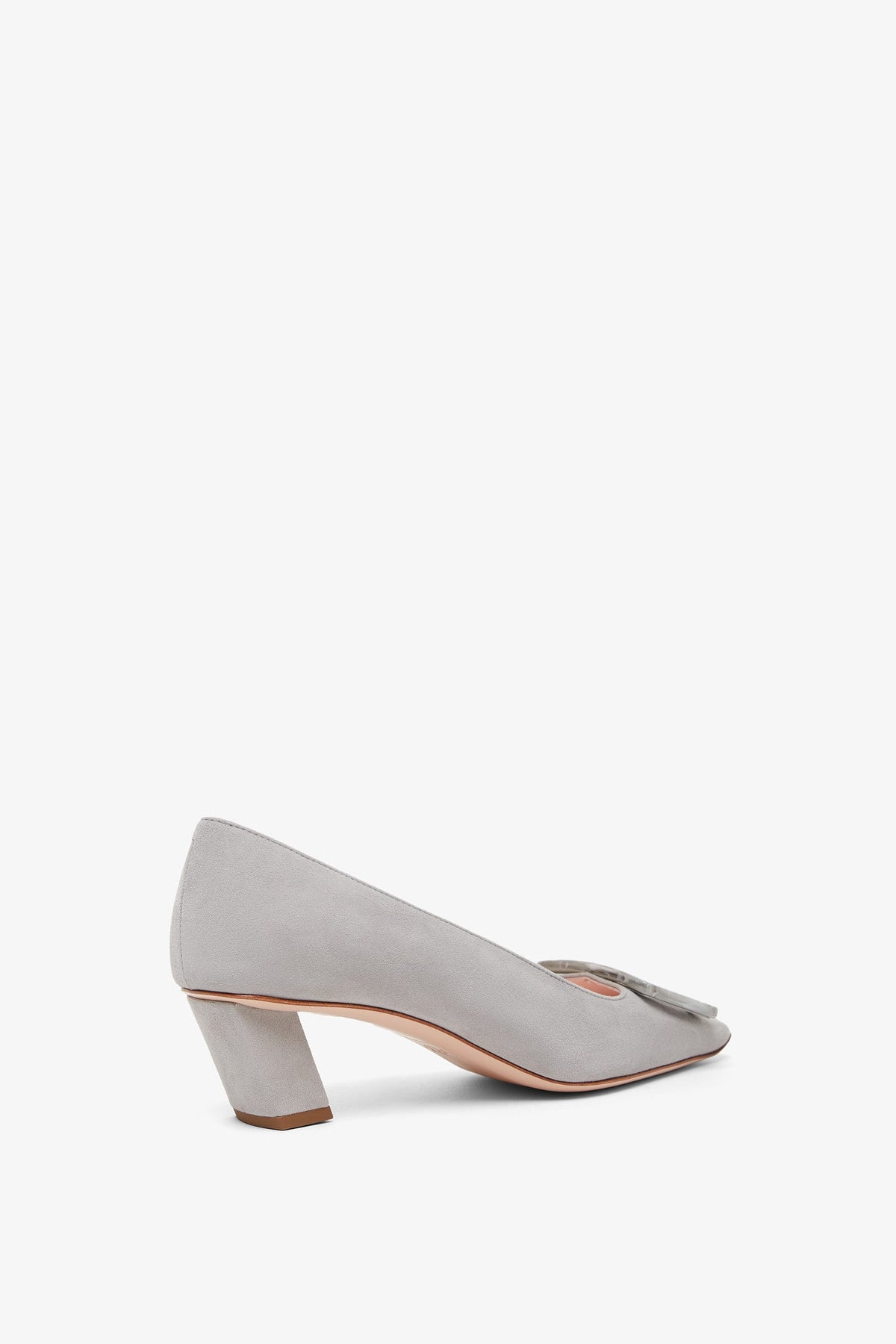 Shop Roger Vivier Belle Vivier 45 Grey Suede Pumps