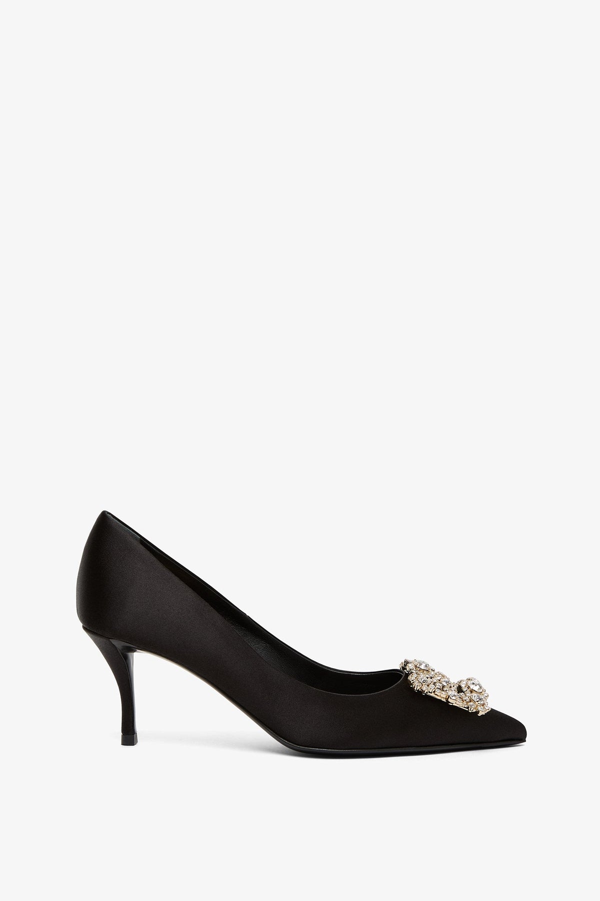 Shop Roger Vivier Flower 65 Black Satin Pumps