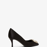 Flower 65 black satin pumps