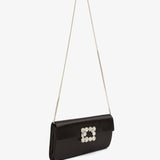 Flower black satin clutch
