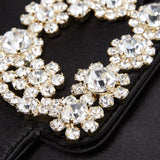 Flower black satin clutch