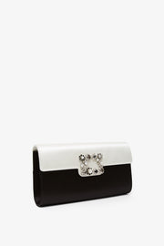 Flower black and white satin clutch