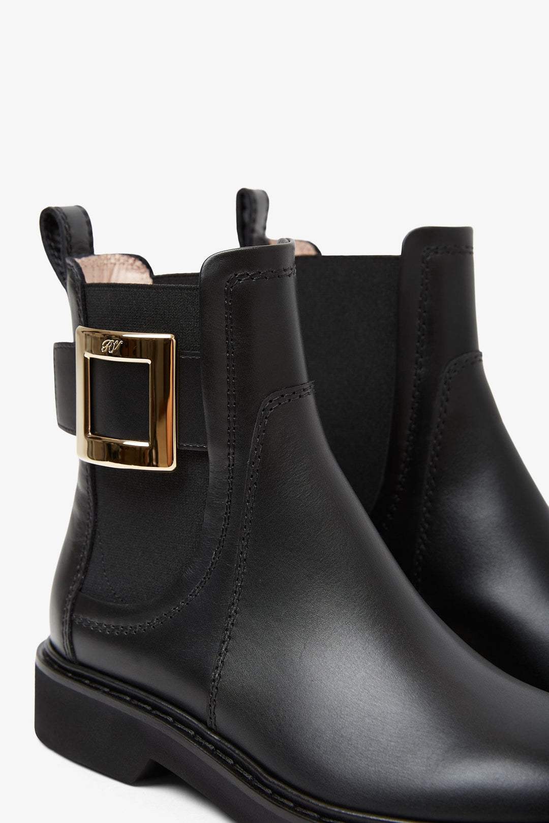 【関税&送料込】Roger Vivier Black Viv Rangers Low Boots ROGER VIVIER Viv Ranger crystal-embellished patent-leather