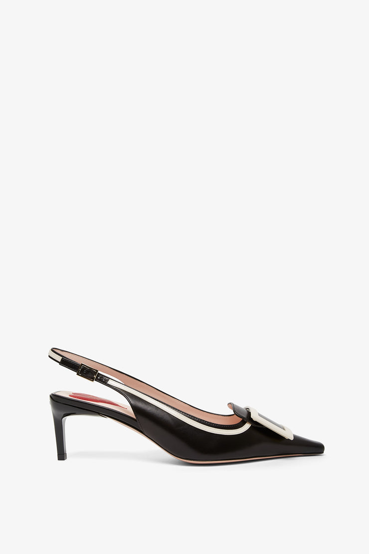 Viv canard 55 black and white slingbacks