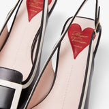 Viv canard 55 black and white slingbacks