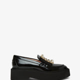 Viv Rangers high black patent loafers