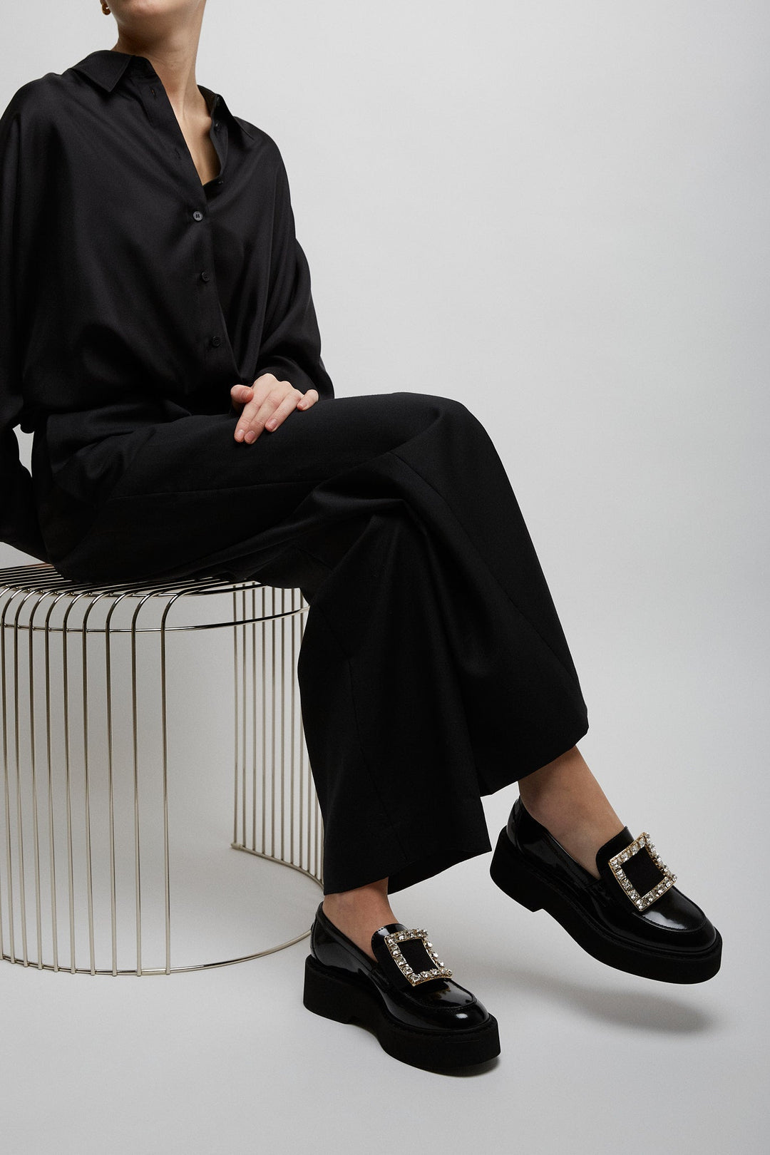 【Roger Vivier】Viv Rangers high black patent loafers Roger Vivier | Viv Rangers high black patent loafers | Savannahs