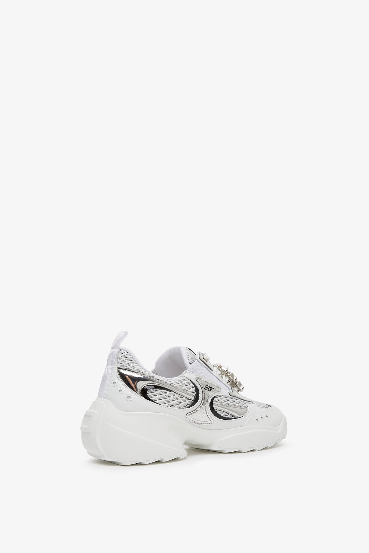 ROGER VIVIER VIV ON THE RUN SILVER SNEAKERS