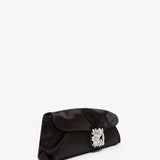 RV black satin clutch