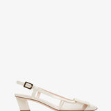 Belle Vivier 45 white mesh slingback pumps