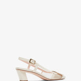 Belle Vivier 45 white mesh slingback pumps