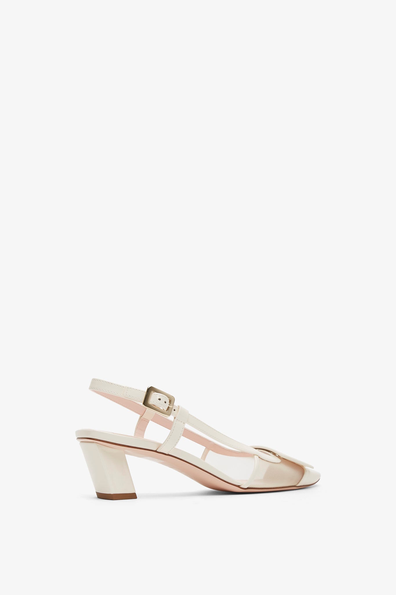 Belle Vivier 45 white mesh slingback pumps