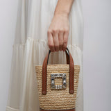 Viv Skate embellished raffia bucket bag