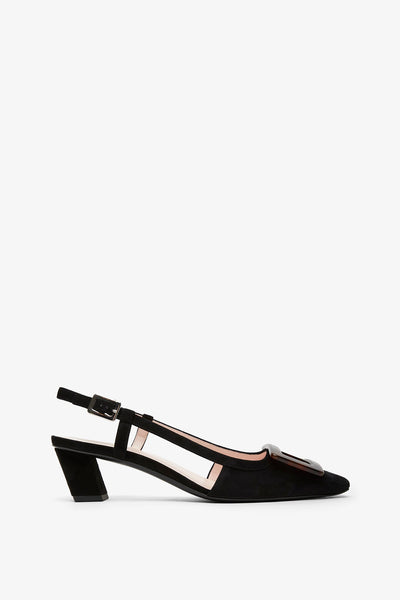 Belle Vivier black turtle sling backs