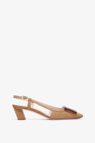 Belle Vivier beige turtle sling backs