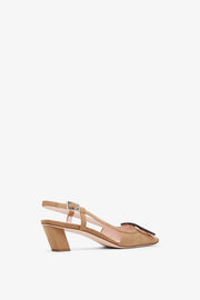 Belle Vivier beige turtle sling backs