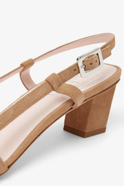 Belle Vivier beige turtle sling backs