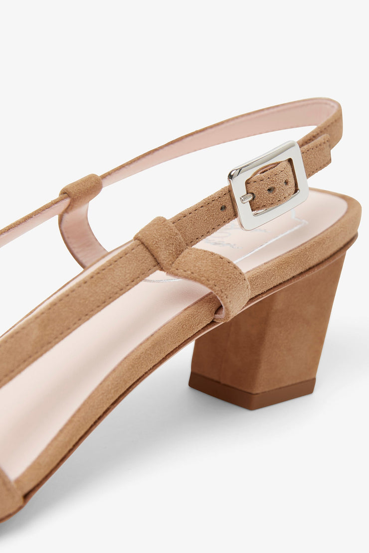 Belle Vivier beige turtle sling backs