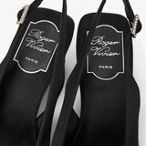 Belle Vivier pilgrim 45 black satin sling backs