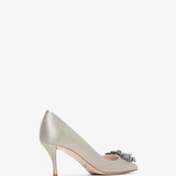 Flower 65 beige strass satin pumps