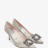 Flower 65 beige strass satin pumps