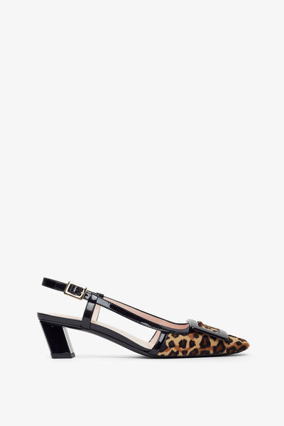 Belle Vivier 45 leopard slingbacks
