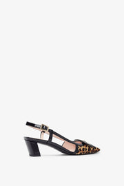Belle Vivier 45 leopard slingbacks