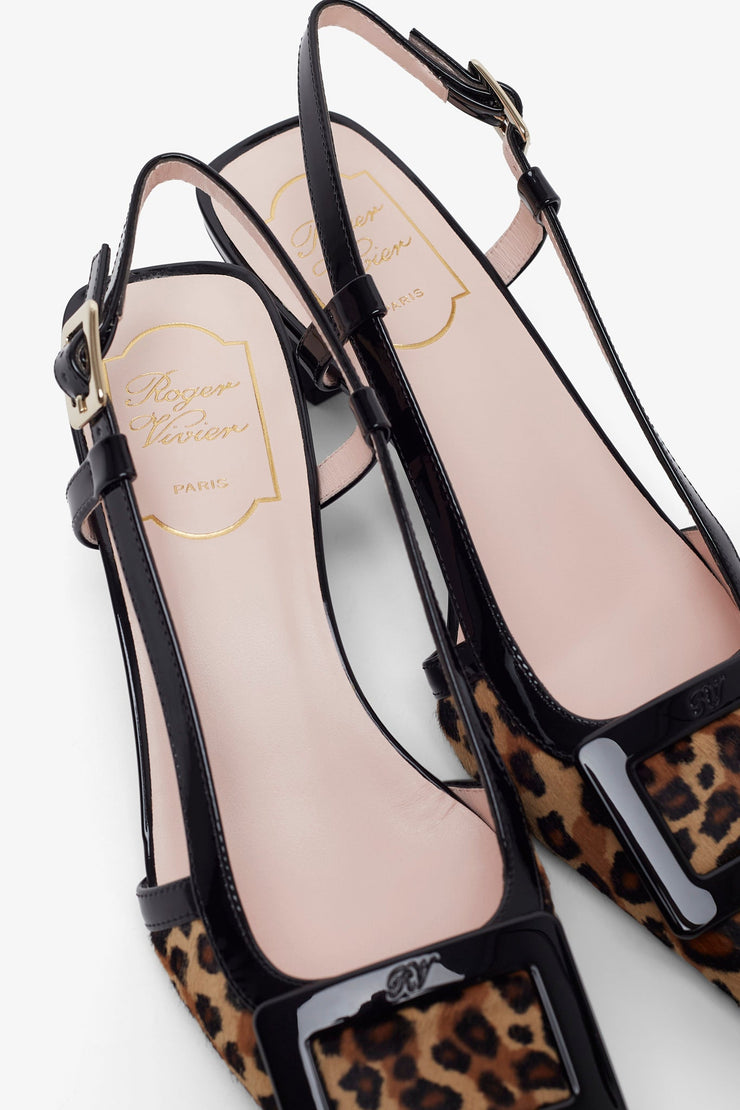 Belle Vivier 45 leopard slingbacks