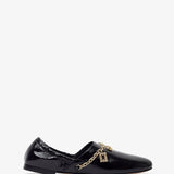 Roundytoe black with gold charm slippers