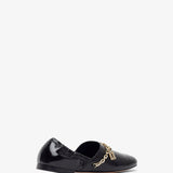 Roundytoe black with gold charm slippers