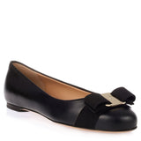 Varina Black Leather Ballerinas
