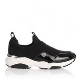 Giolly black fabric and patent leather sneaker