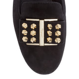 Sarno 10 black suede stud flats
