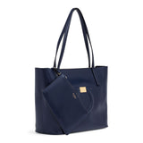 Gancio City Dark Blue Leather Tote Bag