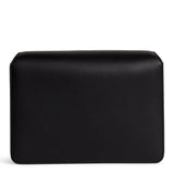 Joanne black leather shoulder flap bag