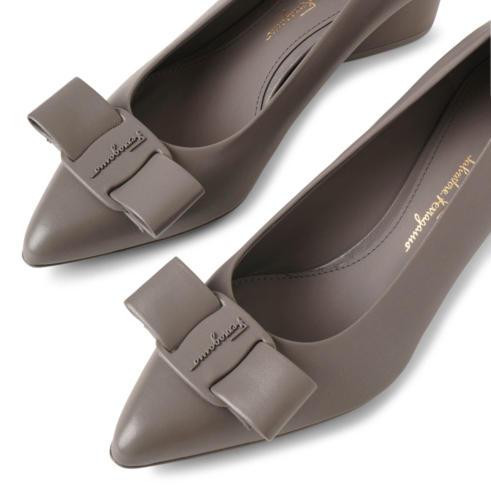 Ferragamo | Viva 55 sparrow grey leather pumps | Savannahs