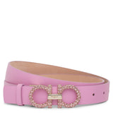 Flamingo 25 leather gancini strass buckle belt