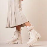 Vara bow bone leather ankle boots