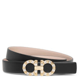 New Gancini crystal black leather belt