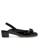 Vara sling black patent ballerinas