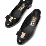 Vara sling black patent ballerinas