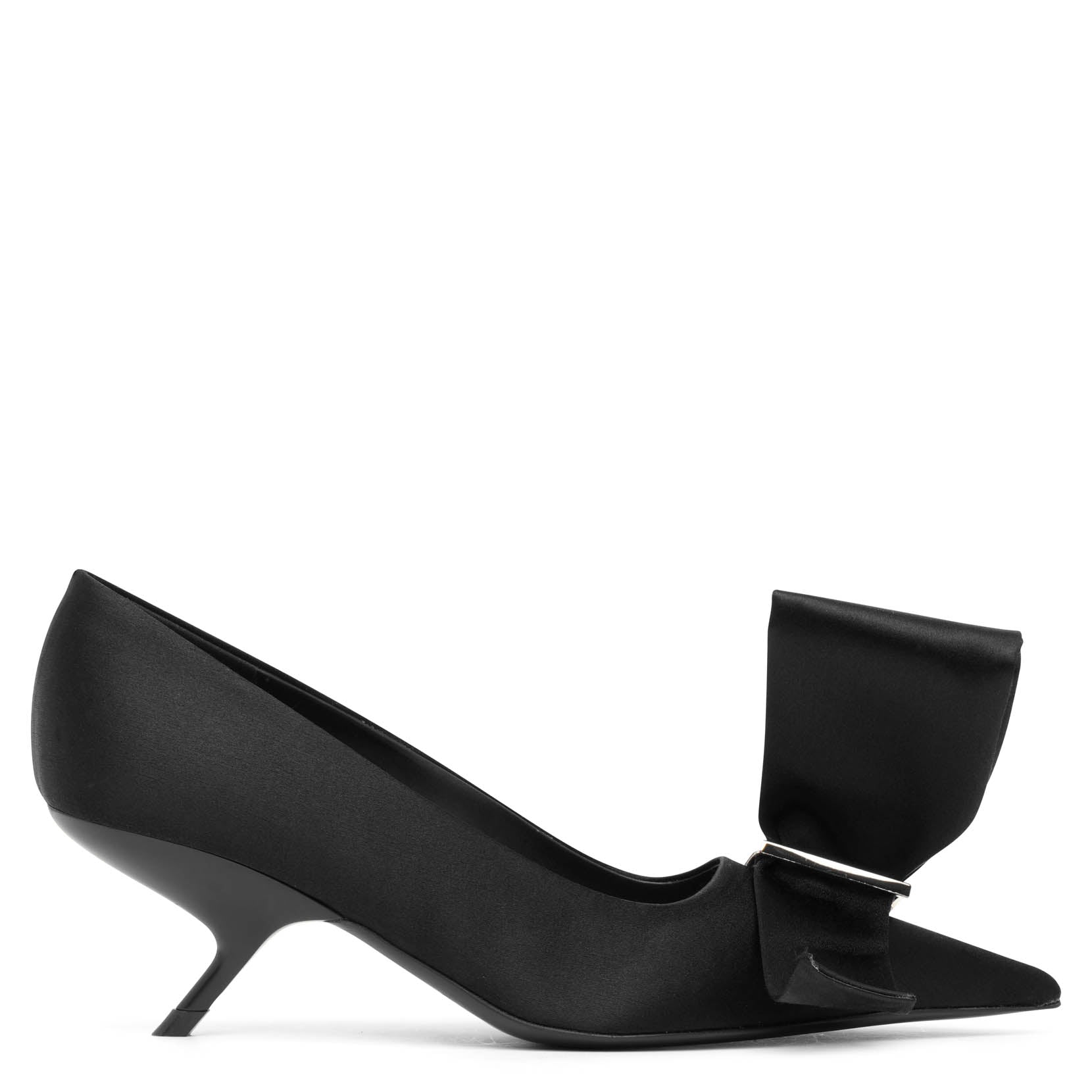 Ferragamo Erica 55 Black Satin Bow Pumps