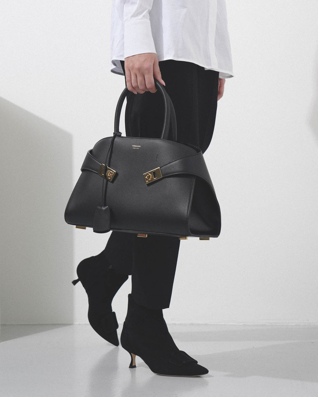 Ferragamo | Hug black small top handle bag | Savannahs